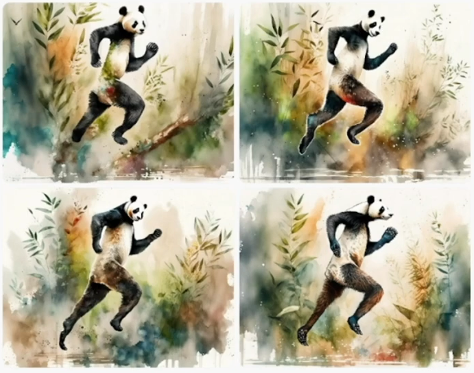 走るパンダの生成画像