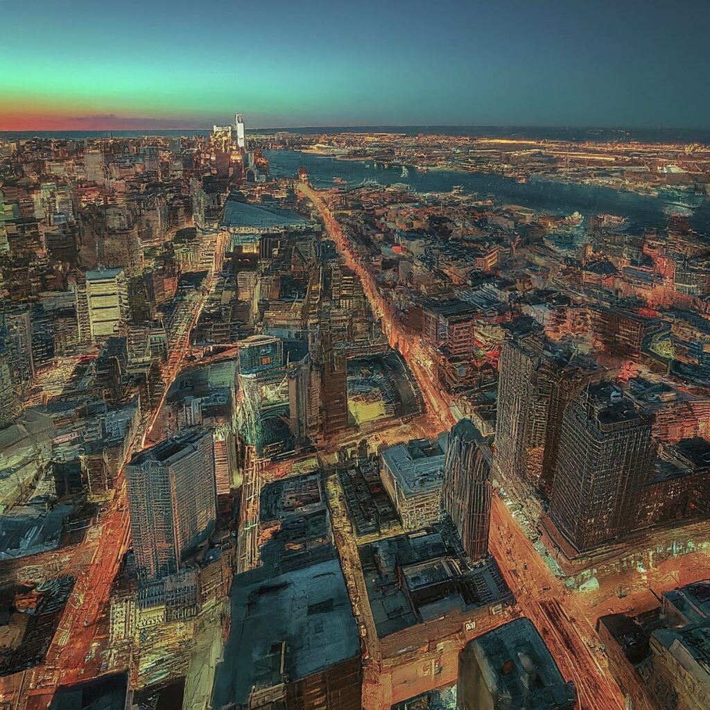 終末の都市の夜景を俯瞰した写真-1