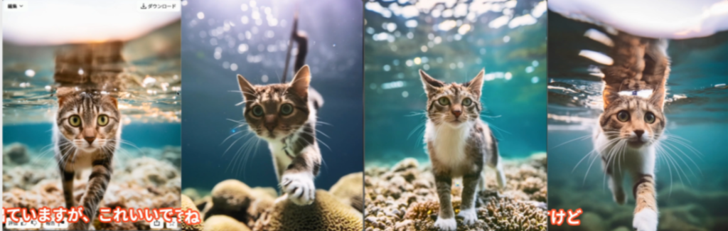 Adobe Fireflyで生成した「深海を散歩する猫」-2